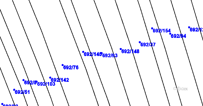 Parcela st. 692/93 v KÚ Brankovice, Katastrální mapa