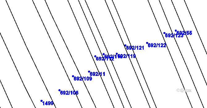 Parcela st. 692/115 v KÚ Brankovice, Katastrální mapa