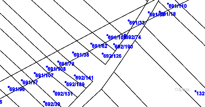 Parcela st. 692/126 v KÚ Brankovice, Katastrální mapa