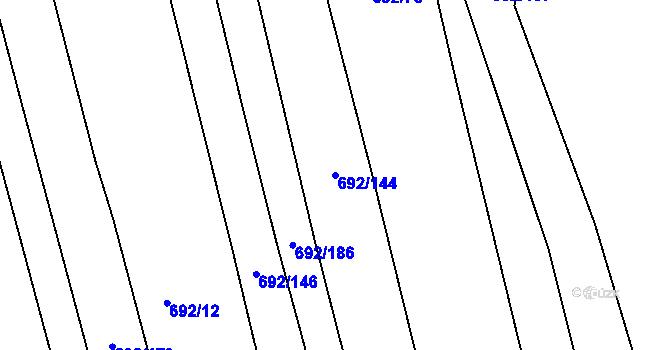 Parcela st. 692/144 v KÚ Brankovice, Katastrální mapa