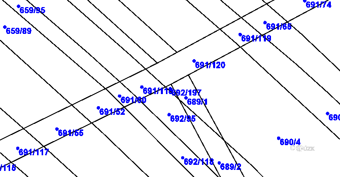 Parcela st. 692/197 v KÚ Brankovice, Katastrální mapa