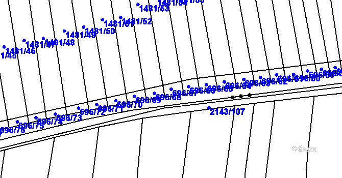 Parcela st. 696/67 v KÚ Brankovice, Katastrální mapa