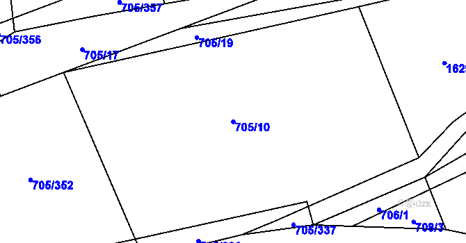 Parcela st. 705/10 v KÚ Brankovice, Katastrální mapa