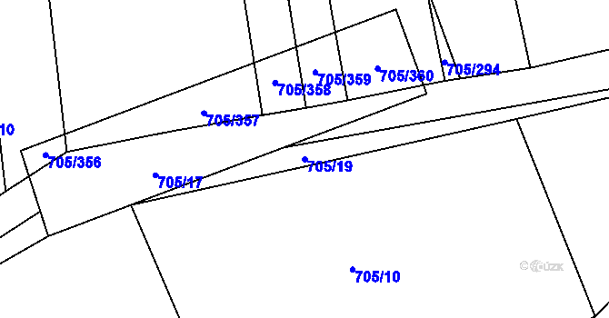 Parcela st. 705/19 v KÚ Brankovice, Katastrální mapa