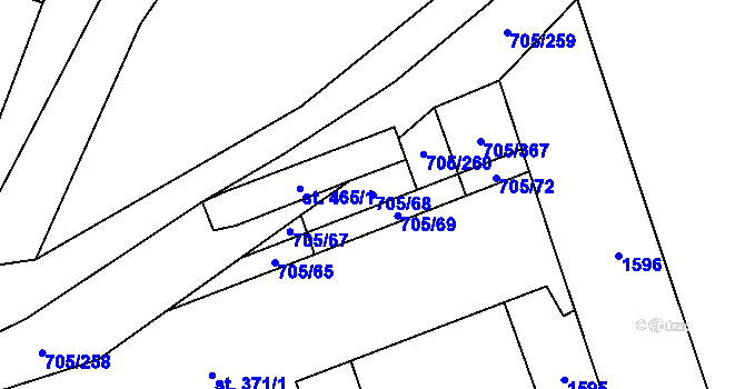 Parcela st. 705/68 v KÚ Brankovice, Katastrální mapa