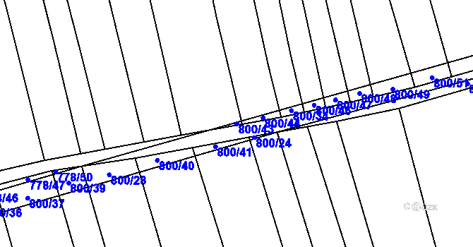 Parcela st. 800/43 v KÚ Brankovice, Katastrální mapa