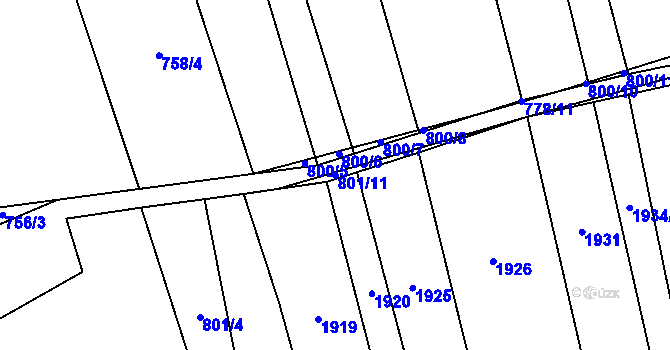 Parcela st. 801/11 v KÚ Brankovice, Katastrální mapa