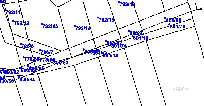 Parcela st. 801/14 v KÚ Brankovice, Katastrální mapa