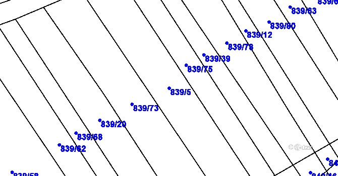 Parcela st. 839/5 v KÚ Brankovice, Katastrální mapa