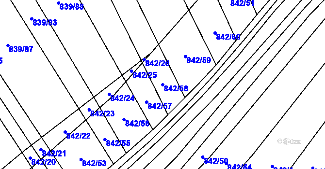 Parcela st. 842/58 v KÚ Brankovice, Katastrální mapa