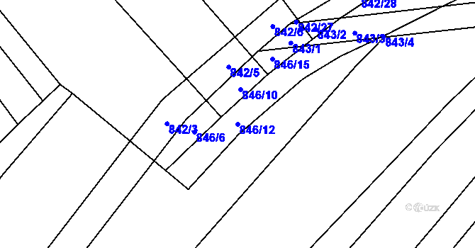 Parcela st. 846/12 v KÚ Brankovice, Katastrální mapa
