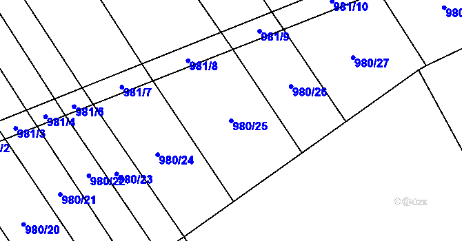 Parcela st. 980/25 v KÚ Brankovice, Katastrální mapa