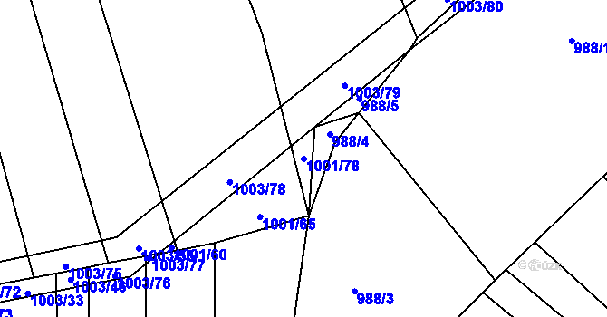 Parcela st. 1001/78 v KÚ Brankovice, Katastrální mapa