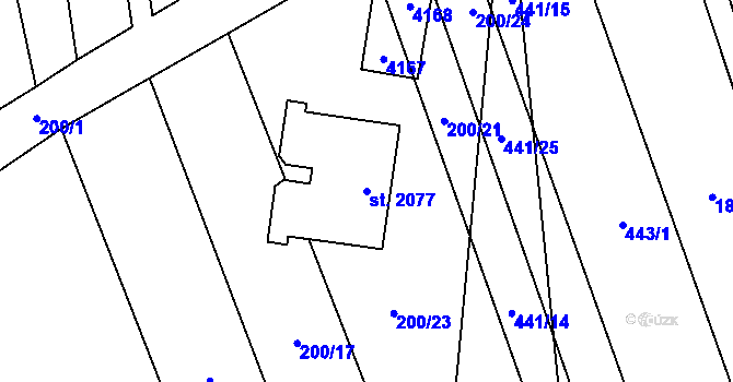 Parcela st. 2077 v KÚ Brankovice, Katastrální mapa