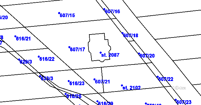 Parcela st. 2087 v KÚ Brankovice, Katastrální mapa