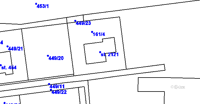 Parcela st. 2121 v KÚ Brankovice, Katastrální mapa