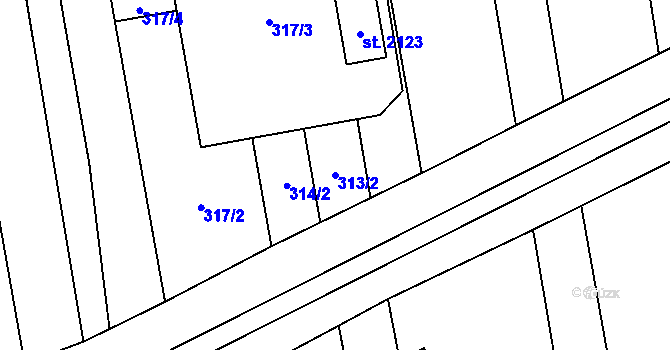 Parcela st. 313/2 v KÚ Brankovice, Katastrální mapa