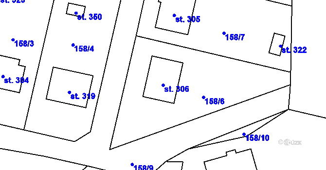 Parcela st. 306 v KÚ Branky, Katastrální mapa