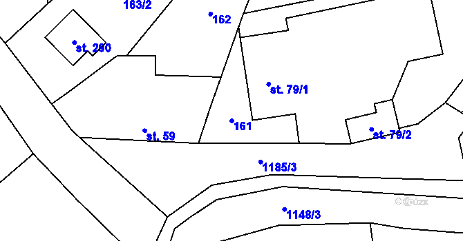 Parcela st. 161 v KÚ Branky, Katastrální mapa