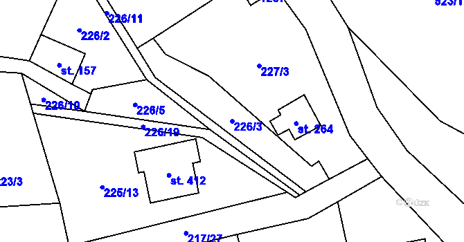 Parcela st. 226/3 v KÚ Branky, Katastrální mapa