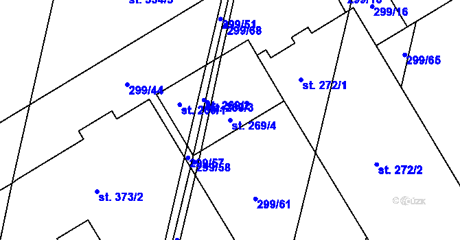 Parcela st. 269/4 v KÚ Branky, Katastrální mapa