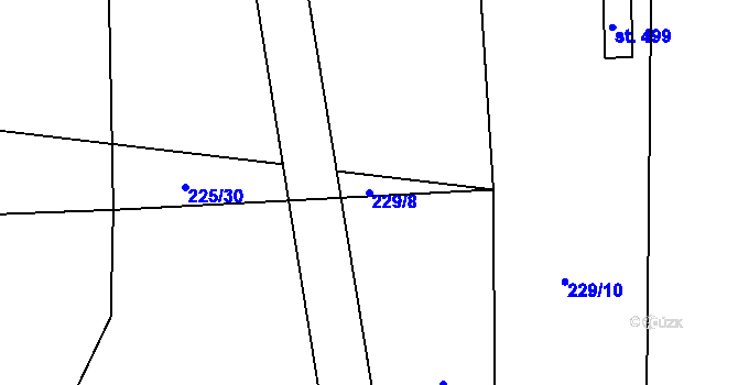Parcela st. 229/8 v KÚ Branky, Katastrální mapa