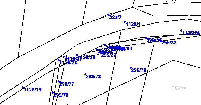 Parcela st. 299/23 v KÚ Branky, Katastrální mapa