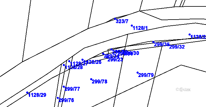 Parcela st. 299/34 v KÚ Branky, Katastrální mapa