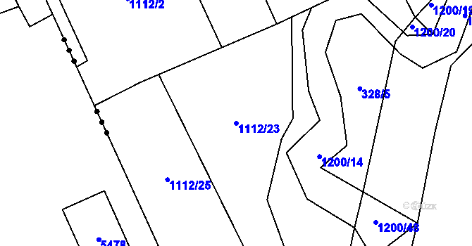 Parcela st. 1112/23 v KÚ Branky, Katastrální mapa