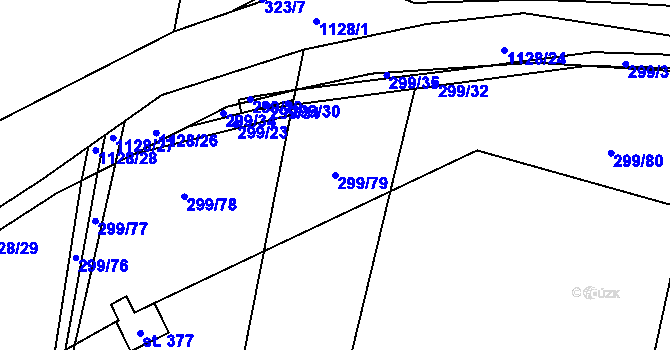 Parcela st. 299/79 v KÚ Branky, Katastrální mapa