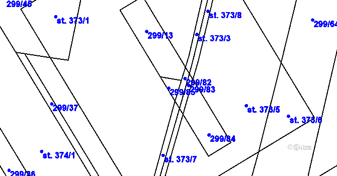 Parcela st. 299/85 v KÚ Branky, Katastrální mapa