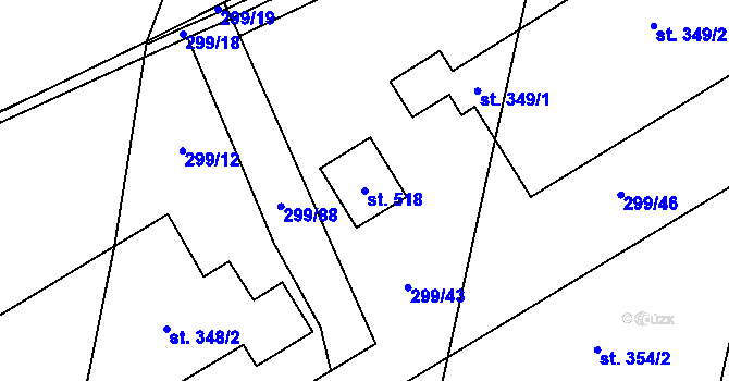 Parcela st. 518 v KÚ Branky, Katastrální mapa