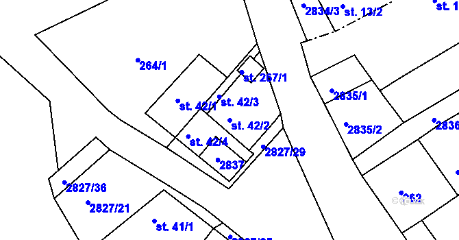 Parcela st. 42/2 v KÚ Branná, Katastrální mapa