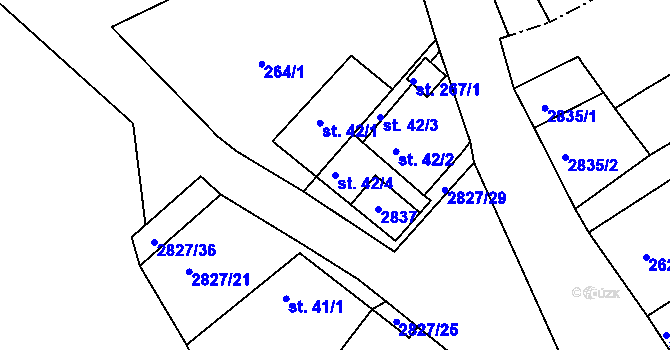 Parcela st. 42/4 v KÚ Branná, Katastrální mapa
