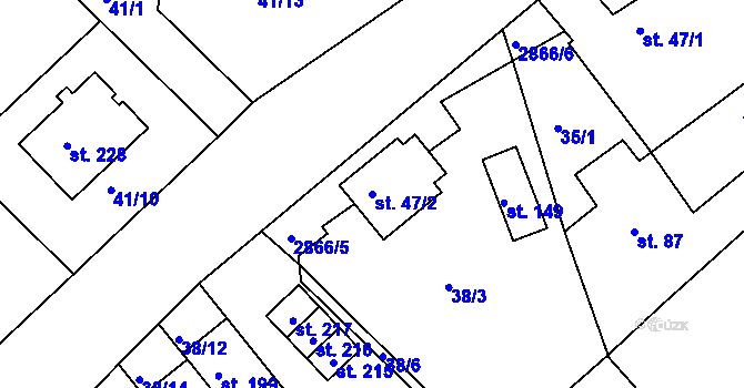Parcela st. 47/2 v KÚ Branná, Katastrální mapa