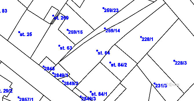 Parcela st. 64 v KÚ Branná, Katastrální mapa