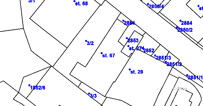 Parcela st. 67 v KÚ Branná, Katastrální mapa