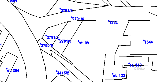 Parcela st. 89 v KÚ Branná, Katastrální mapa