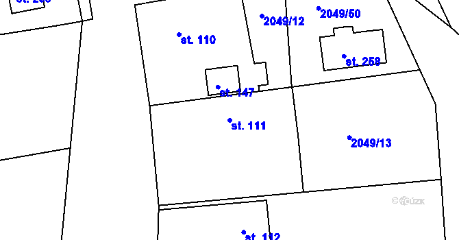 Parcela st. 111 v KÚ Branná, Katastrální mapa