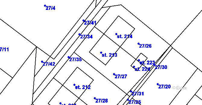 Parcela st. 213 v KÚ Branná, Katastrální mapa
