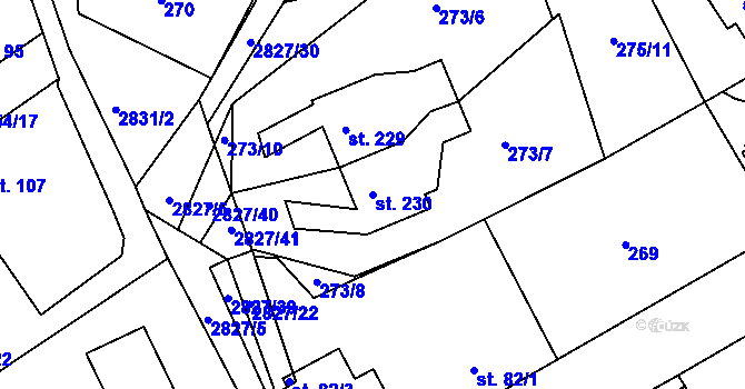 Parcela st. 230 v KÚ Branná, Katastrální mapa
