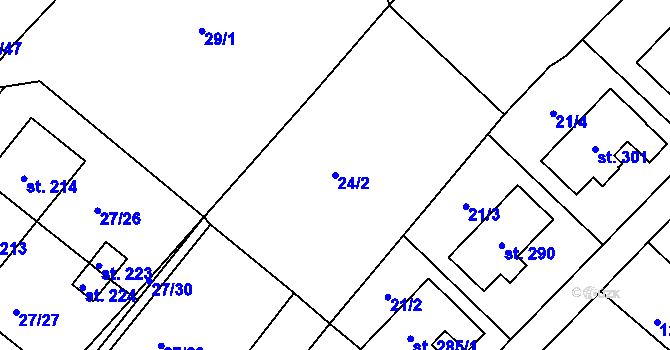 Parcela st. 24/2 v KÚ Branná, Katastrální mapa