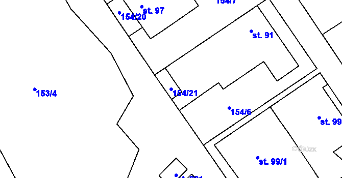 Parcela st. 154/21 v KÚ Branná, Katastrální mapa
