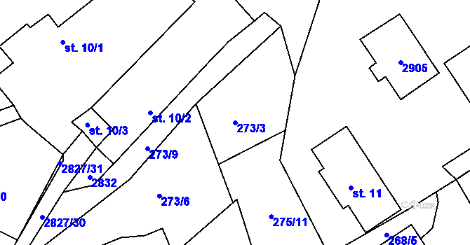 Parcela st. 273/3 v KÚ Branná, Katastrální mapa