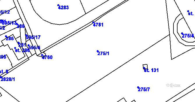Parcela st. 275/1 v KÚ Branná, Katastrální mapa