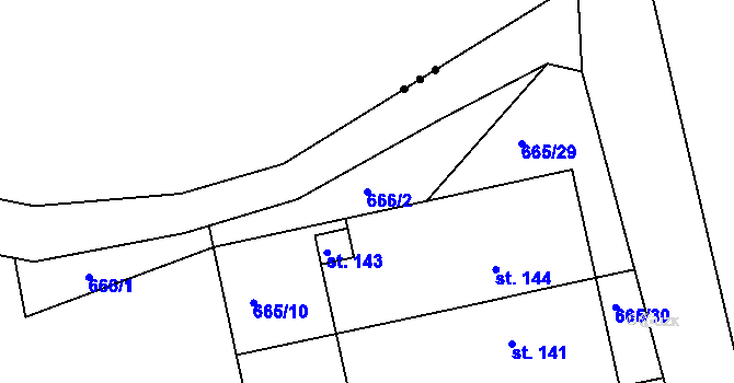 Parcela st. 666/2 v KÚ Branná, Katastrální mapa
