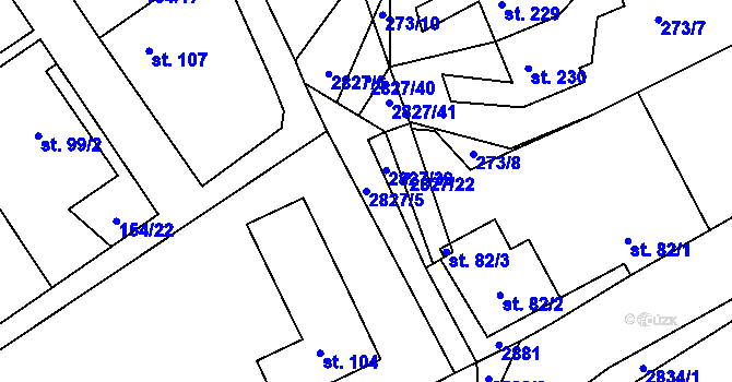 Parcela st. 2827/5 v KÚ Branná, Katastrální mapa