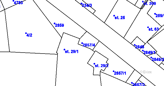 Parcela st. 2857/4 v KÚ Branná, Katastrální mapa