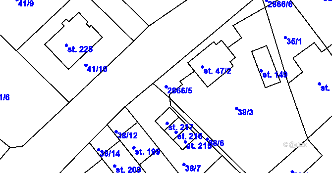 Parcela st. 2866/5 v KÚ Branná, Katastrální mapa