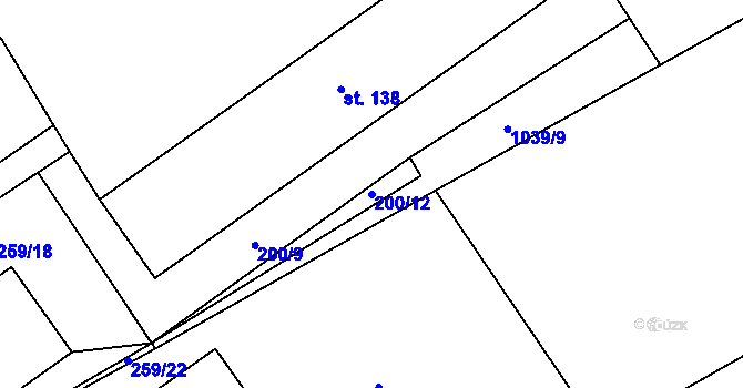 Parcela st. 200/12 v KÚ Branná, Katastrální mapa